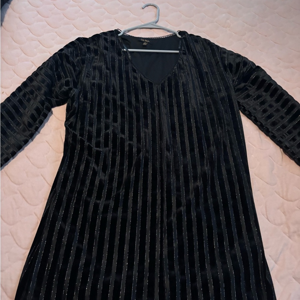City Studio Black Lace Trim Dress